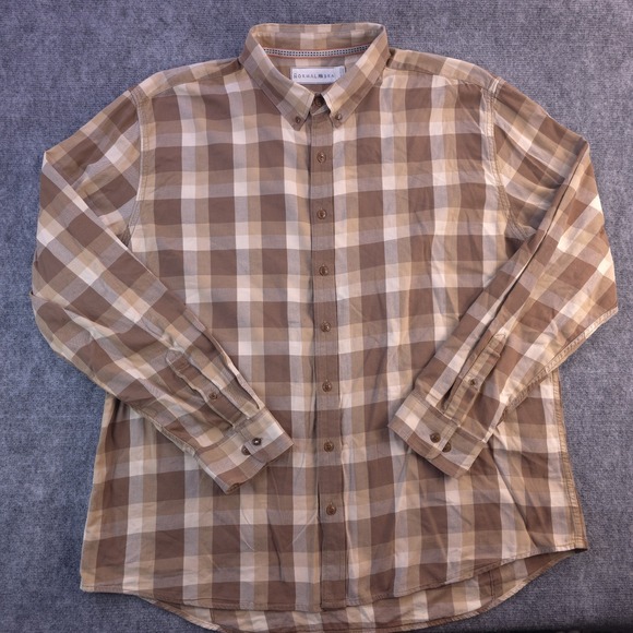 The Normal Brand Shirt 2XL Brown Plaid Long Sleeve Button Up Cotton - Picture 1 of 8